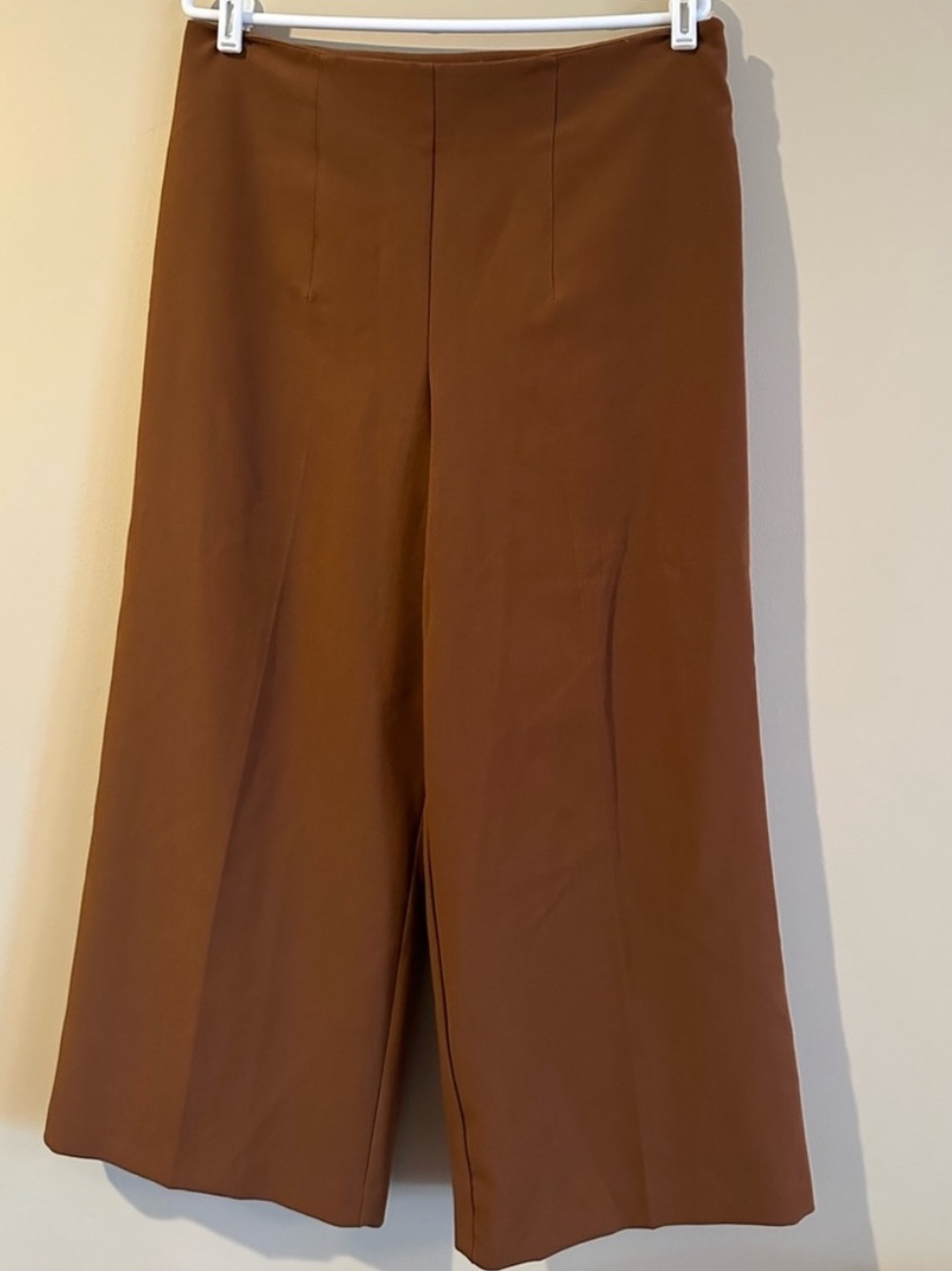 Joie Rust-Brown Wide-Leg Cropped Trousers